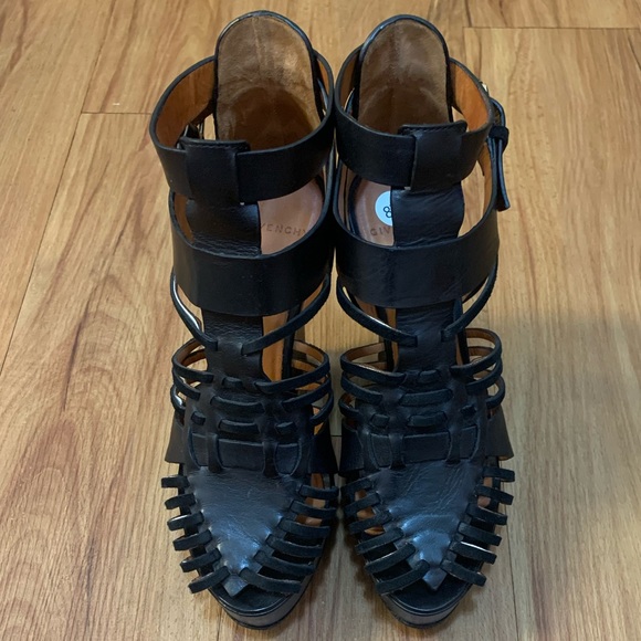 Givenchy Corinne Huarache Leather Sandal Wedges - Picture 5 of 16
